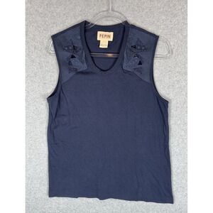 Pepin Shirt Womens Large Sleeveless Beaded Embroidered Shoulder Tank Top